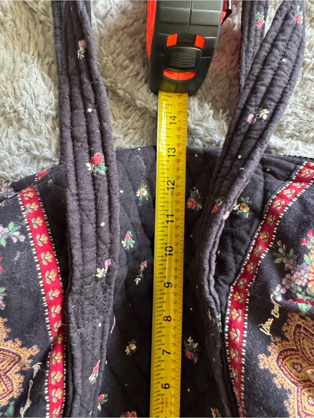 VERA BRADLEY Vintage Small Black Floral Duffle - Picture 6 of 11